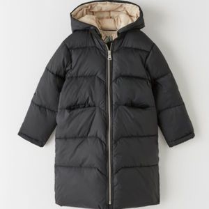 NWT Zara 7Y black long puffer jacket